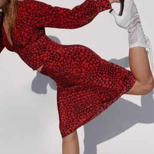 Realisation Par Red and Black Midi Skirt